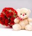 roses bouquet and teddy bear