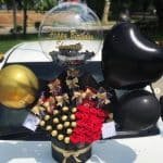 black theme floral balloon