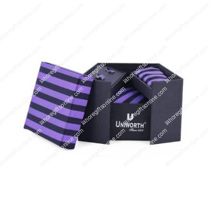 purple tie and stud