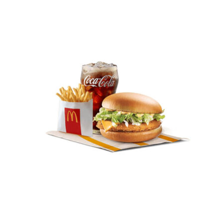 spicy chicken burger with cheese meal