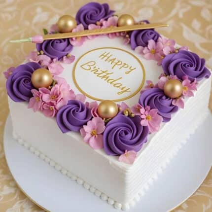 purple thme birthday cake