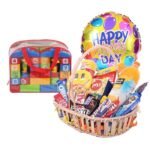 Gourmet Basket with Happy Birthday Balloon - Kids Gift Combos | Lahore Gifts Online