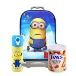 Minion School Bag with Fox Candy Tin & Water gift by Kids Combos