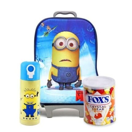 Minion School Bag with Fox Candy Tin & Water gift by Kids Combos