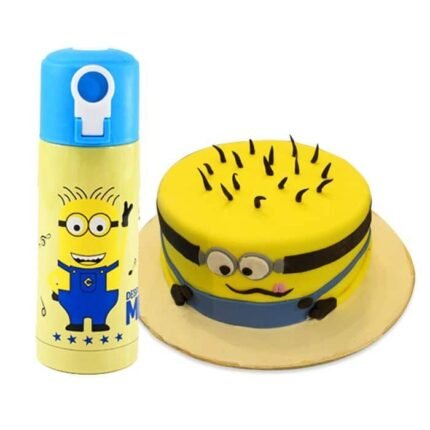 Minion Cake with Minion Water Bottle gift by Kids Combos