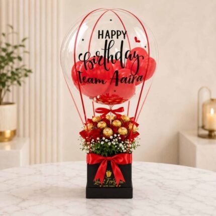 Red Theme Floral Balloon personalised gift by Customised Floral Balloons