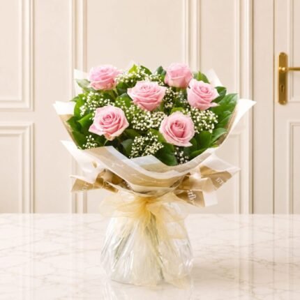Six Stolen Kisses Pink flower arrangement in Lahore