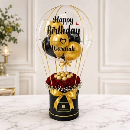 Gold Love Floral Balloon personalised gift by Customised Floral Balloons