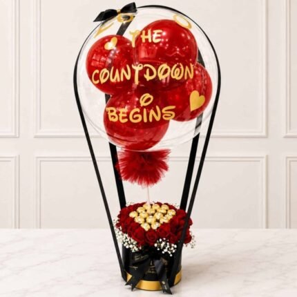 Beautiful Red Theme Floral Balloon personalised gift for Valentines Day