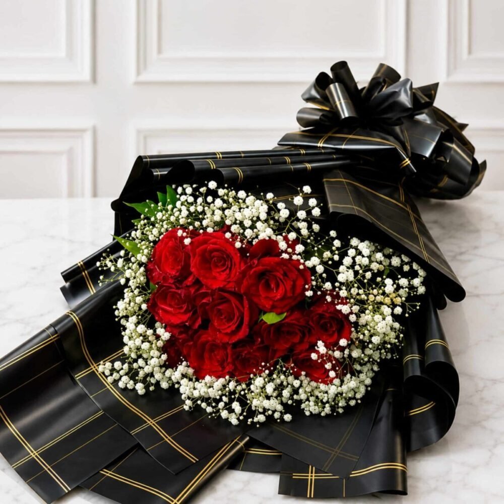 Red Roses Bouquet with Gypsophila - Anniversary Gifts Red Roses Bouquet with Gypsophila - Anniversary Gifts | Lahore Gifts Online