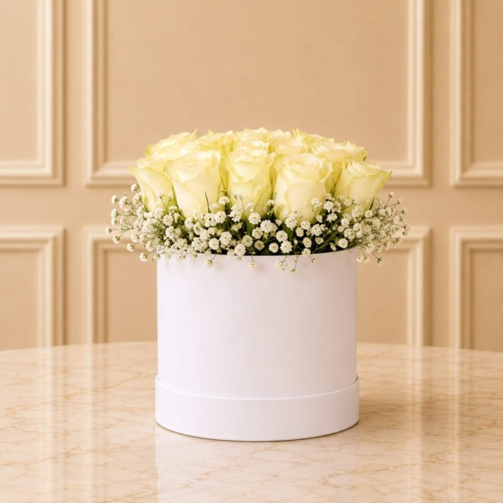 White rose flower box