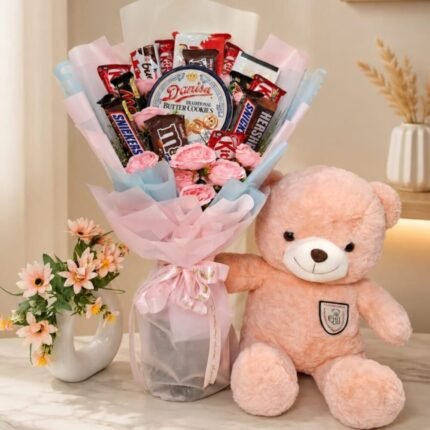 Teddy with Chocolates for Valentines Day