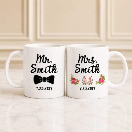 Mr. and Mrs. Name with Date Mug gift for Anniversary