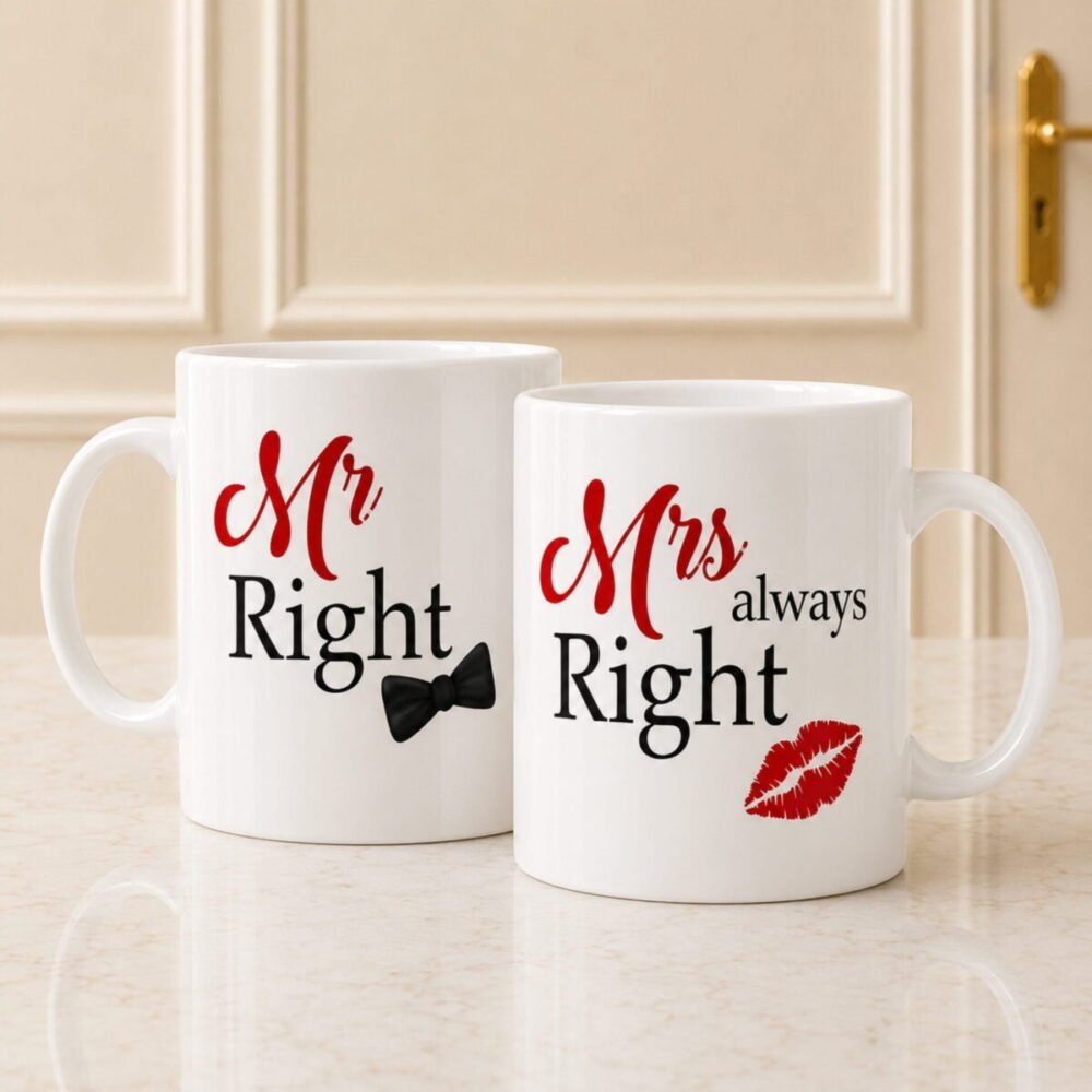 Mr and Mrs Right Mug - Anniversary Gifts Mr and Mrs Right Mug - Anniversary Gifts | Lahore Gifts Online