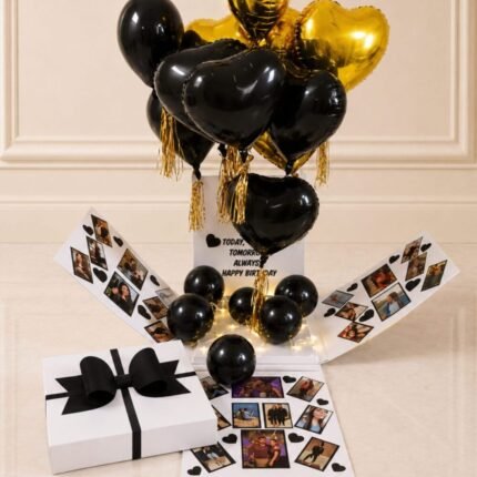 Black Theme Surprise Balloon Box personalised gift for Valentines Day