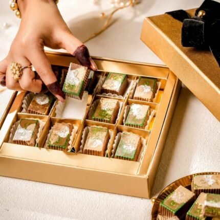 Kunafa Bon Bons in Classic Gold (12 Pcs) chocolate gift by Lals for Ramadan