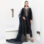 3 Piece Satin Suit Embroidered (Unstitched) fashion gift for Mothers Day