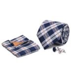 Navy Check Cufflink Tie Set - Anniversary Gifts | Lahore Gifts Online
