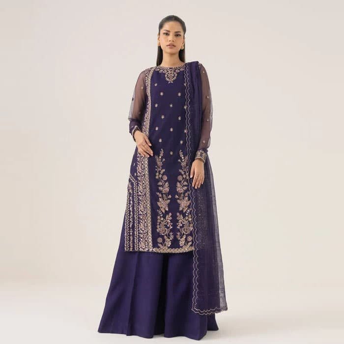 3 Piece Embroidered Net Suit fashion gift for Eid 3 Piece Embroidered Net Suit fashion gift for Eid