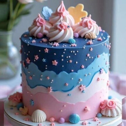 Beautiful Blue Cake by O’Clock in Lahore