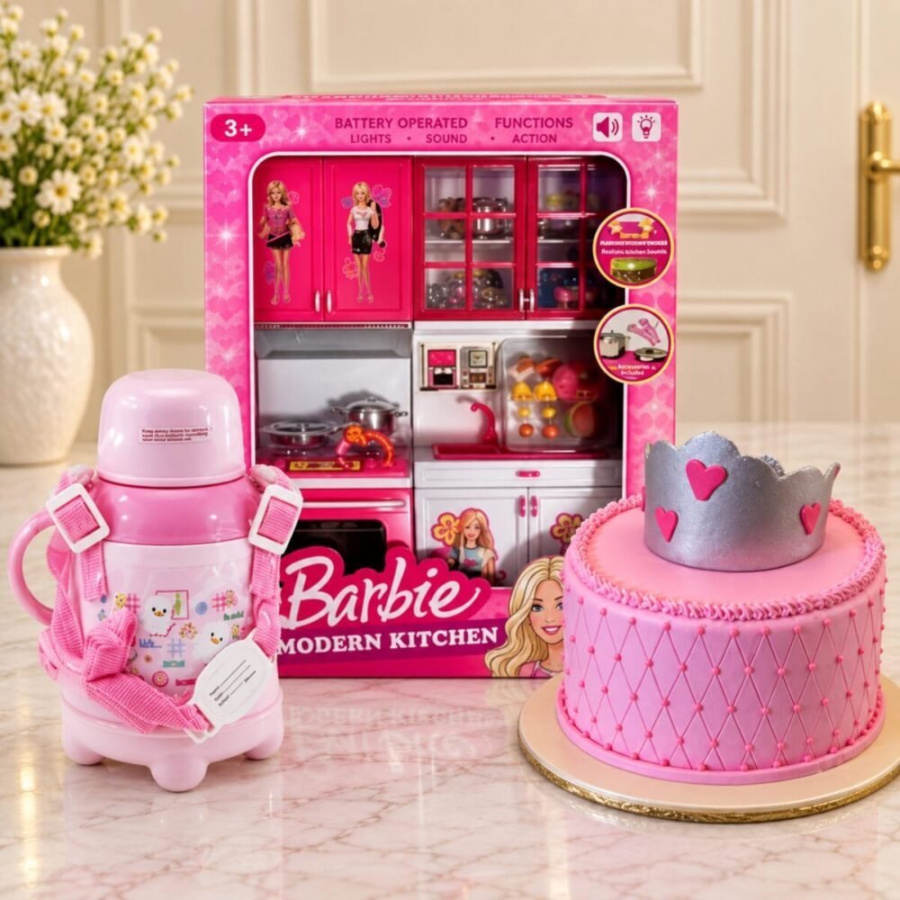 Barbie Kitchen Set with Princess Cake & Water Barbie Kitchen Set with Princess Cake & Water gift by Kids Combos