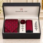 Maroon Check Men Accessories Box - Men’s Accessories | Lahore Gifts Online