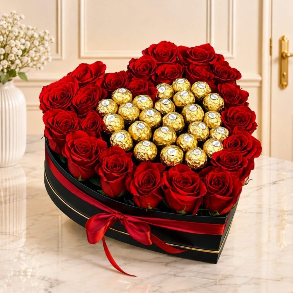 Heart with Center Rocher Heart with Center Rocher flower arrangement for Wedding