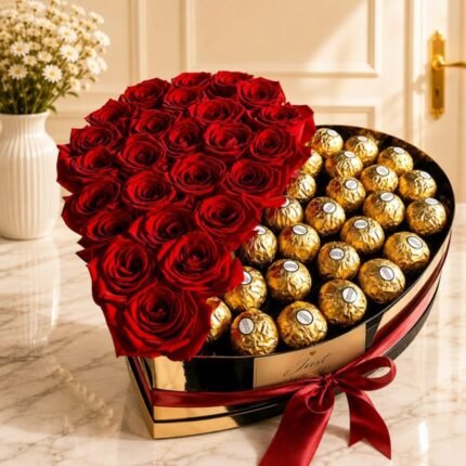 Rocher Heart Box flower arrangement for Wedding