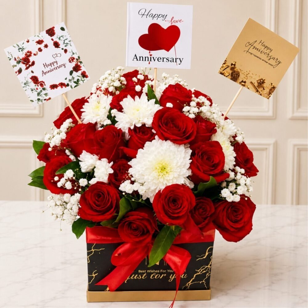 Anniversary Flowers Box - Anniversary Gifts Anniversary Flowers Box - Anniversary Gifts | Send Gifts to Pakistan, Premium Gift, Same day delivery Pakistan