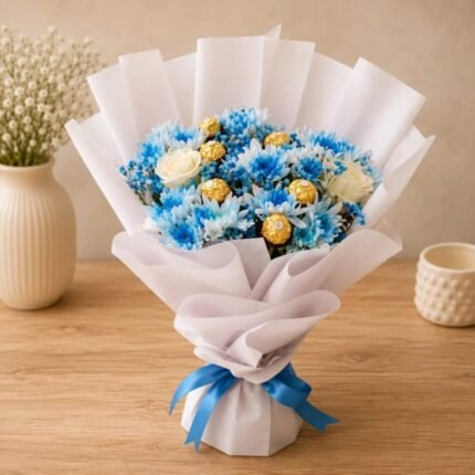 Rocher Bouquet in Blue Theme in Lahore for Sorry