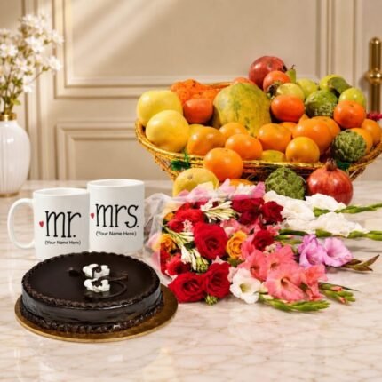 Exclusive Gifts for Mr & Mrs fruit basket by Fresh Fruits