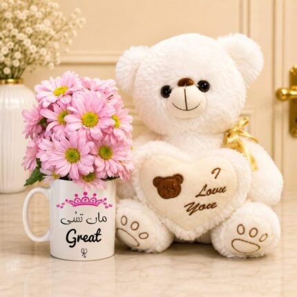 Maa Tussi Great Ho Mug with Daisies & Teddy gift by Mother’s Day for Mothers Day