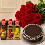 Cake Flowers with Juice gift for Mothers Day