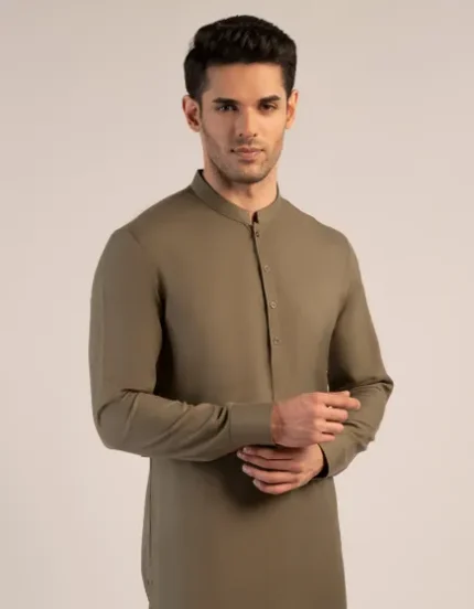 Army Green Blended Unstitched Kameez Shalwar Fabric fashion gift by Father’s Day for Fathers Day