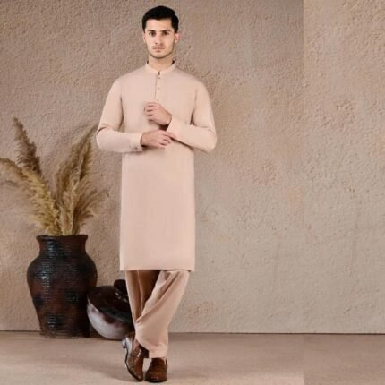 Fawn Cotton Unstitched Kameez Shalwar Fabric fashion gift by Men’s Unstitched Suits