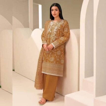 3 Piece Lawn Suit Embroidered (Unstitched) fashion gift for Mothers Day