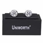 Silver/White Circle Cufflink - Men’s Accessories | Send Gifts to Pakistan, Premium Gift, Same day delivery Pakistan