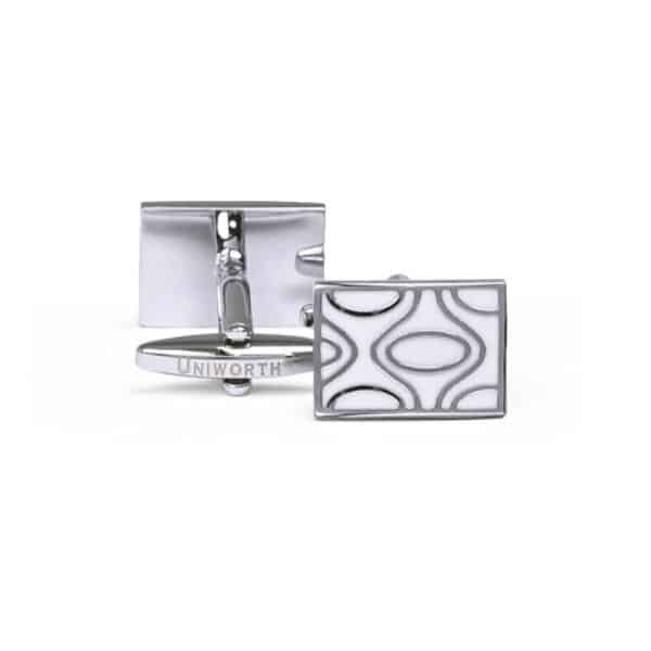 Silver/White Rectangle Cufflink - Men’s Accessories Silver/White Rectangle Cufflink - Men’s Accessories | Lahore Gifts Online